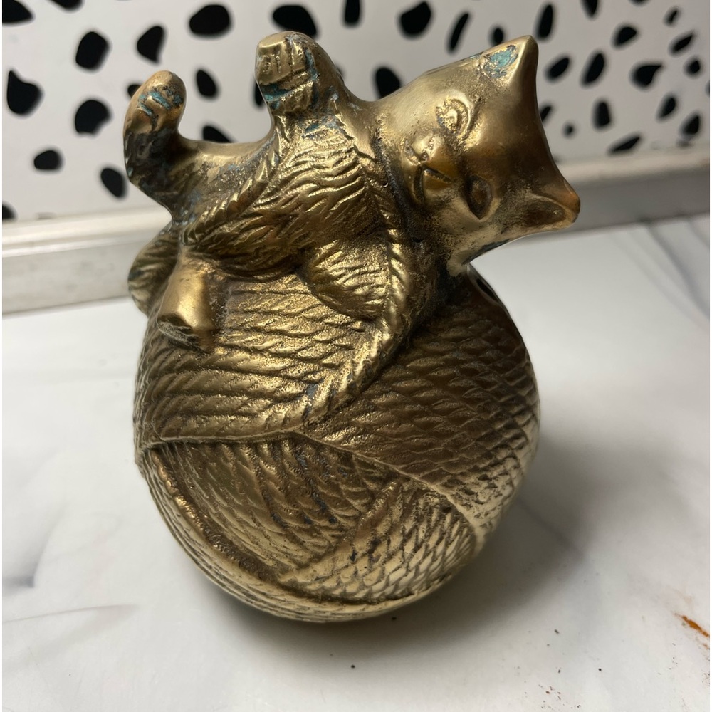 Brass kitten bank